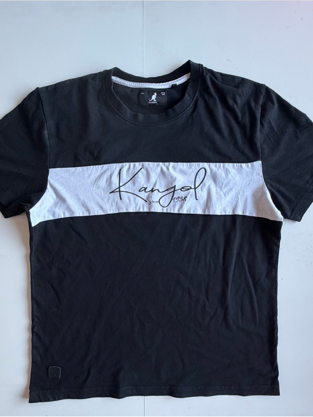 Kangol Black & White Logo Chest Stripe T‑Shirt